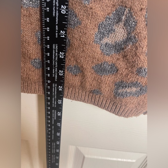 Ann Taylor Loft Leopard Animal Print  Wool Blend Front  Zip Cardigan Size XL - Picture 8 of 10